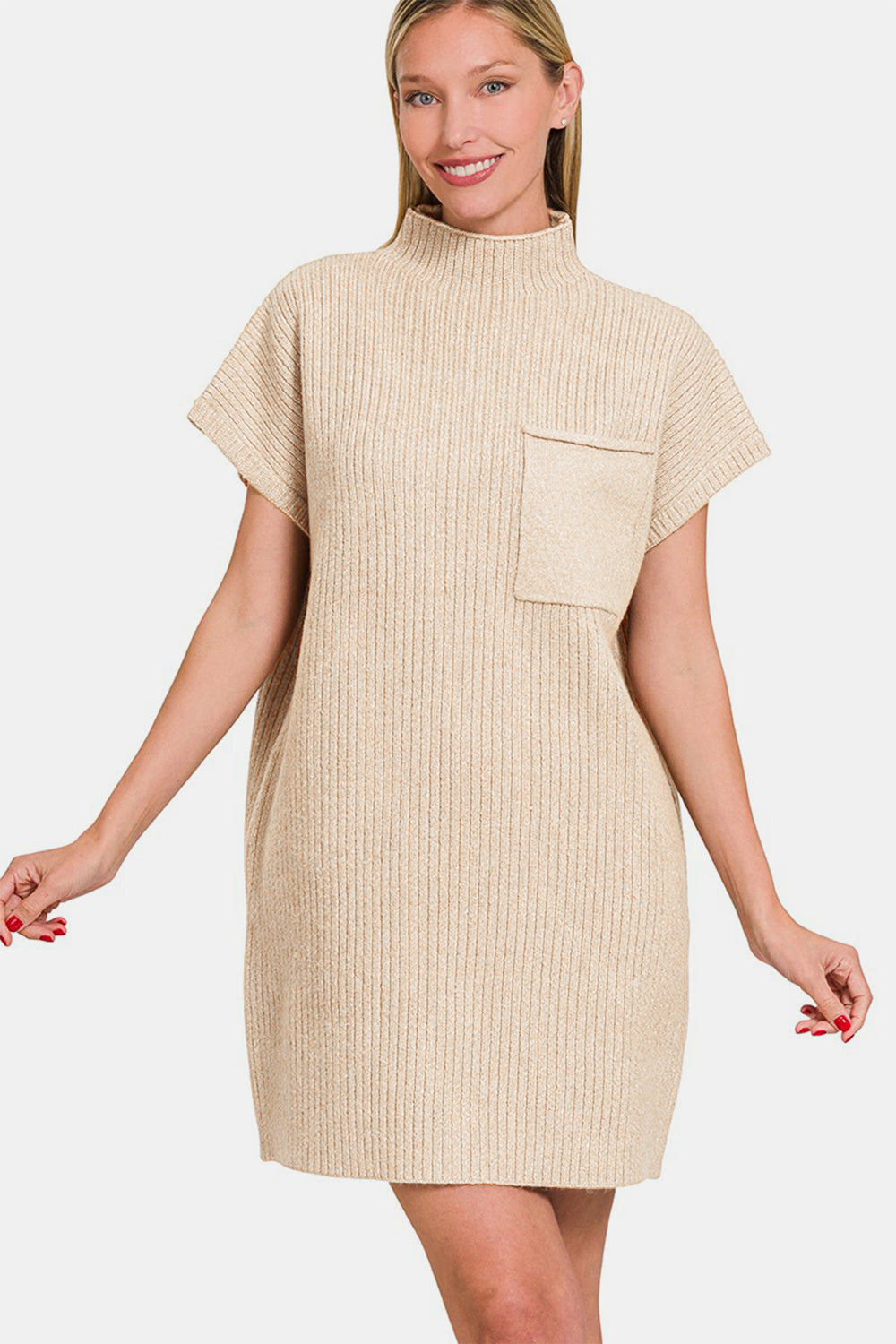Zenana Short Sleeve Sweater Mini Dress - All In The Bag