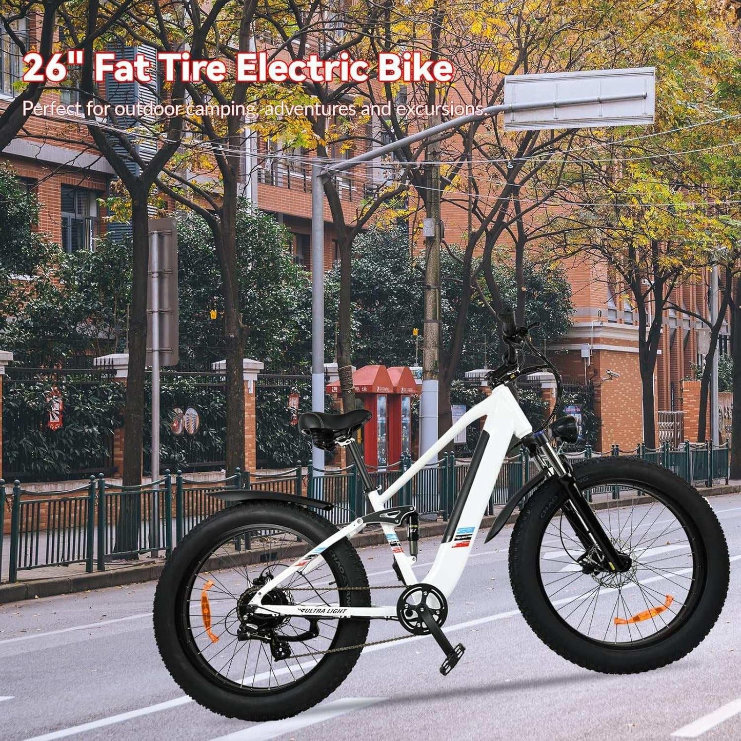 Electric Bike For Adults - 500W Motor 25MPH Speed Removable Battery 48V 12AH, 26 Inch Fat-Tire Electric Bicycle, 8 Speed Battery Powered Mountain Bicycle - All In The Bag 