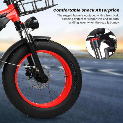 Electric Bike For Adults, Snowmobile 20 X 4 Inches Fat Tire Bike, 500W Motor Electric Bicycle, 25MPH Mountain E-Bike - All In The Bag 