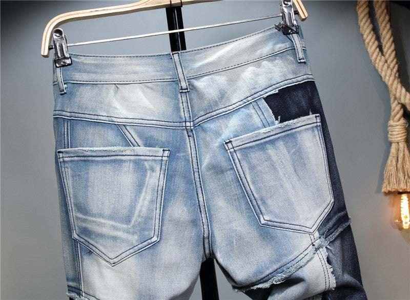 European And American Stitching Color-blocking Stretch-footed Men's Jeans - All In The Bag 