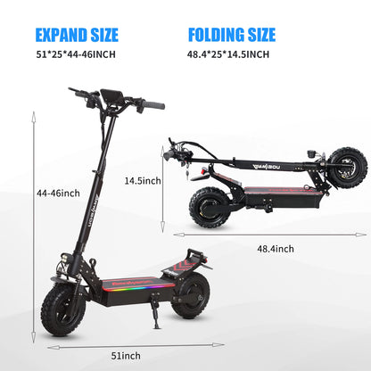 Arwibon Q30 Adult Electric Scooter 2500W Motor Top Speed 30MPH, 48V16AH, 11 Inch Off-Road Tires Sport Commuter Folding EScooter