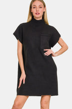 Zenana Short Sleeve Sweater Mini Dress - All In The Bag
