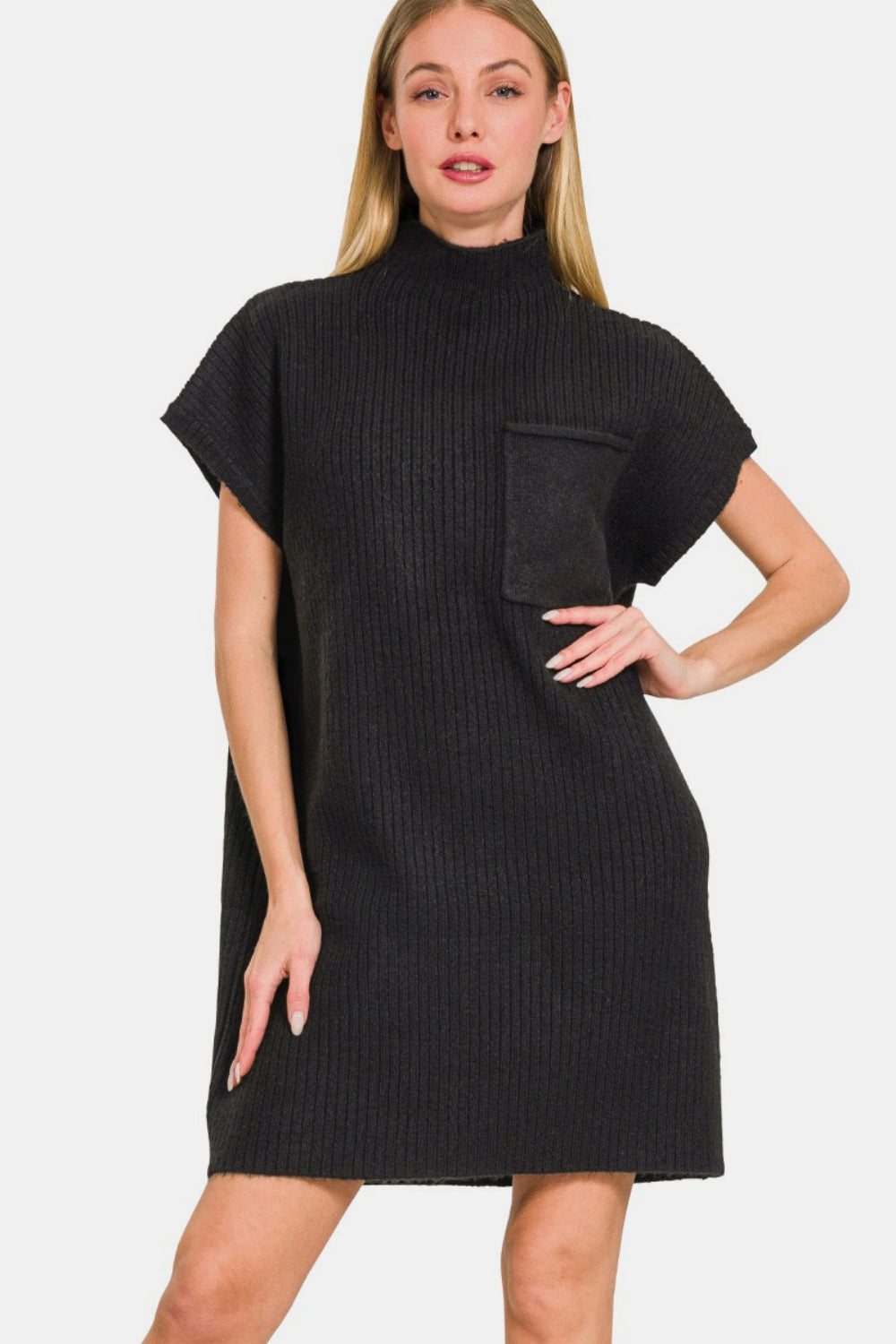 Zenana Short Sleeve Sweater Mini Dress - All In The Bag