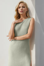 Split Round Neck Sleeveless Dress - All In The Bag