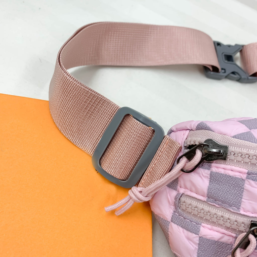 Checkered Adjustable Strap Nylon Crossbody Bag - All In The Bag