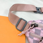 Checkered Adjustable Strap Nylon Crossbody Bag - All In The Bag