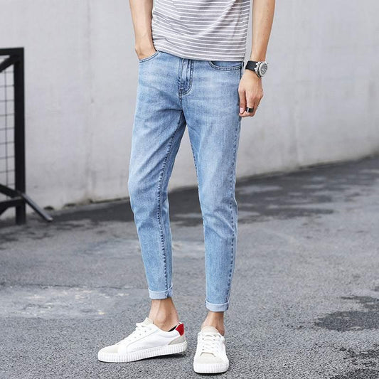 Fashion Men's Jeans Nine Part Simple Casual Men's Trousers - All In The Bag 