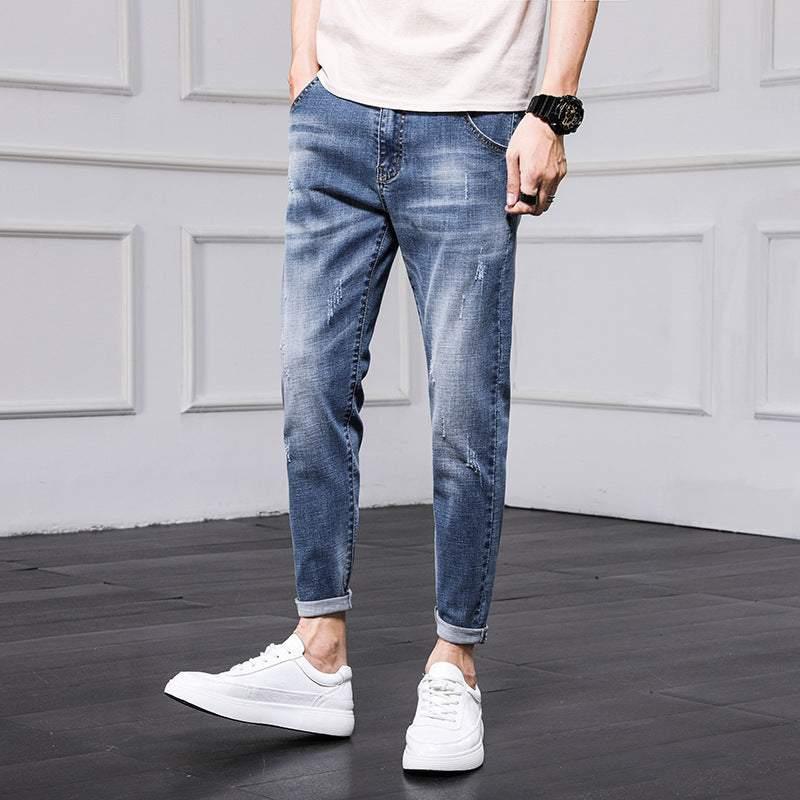 Fashion Men's Jeans Nine Part Simple Casual Men's Trousers - All In The Bag 