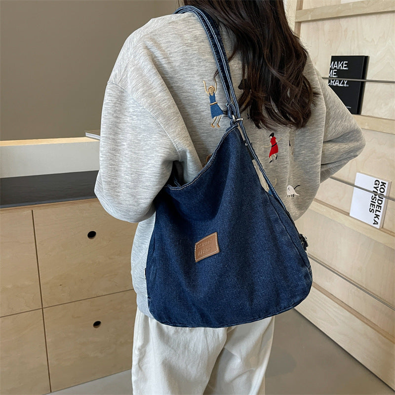 Adjustable Strap Denim Shoulder Bag - All In The Bag