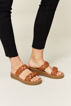 WILD DIVA Woven Dual Band Platform Sandals - All In The Bag