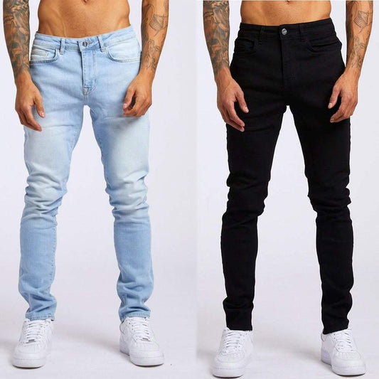 Men's Fashion Casual Slim Fit High Waist Jeans - All In The Bag 