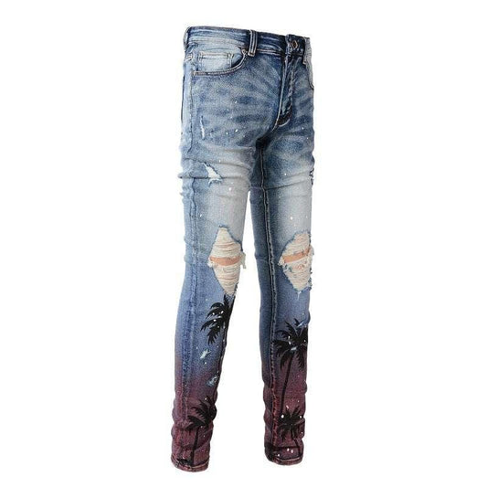 Men's Torn Jeans Sprayed With Paint - All In The Bag 