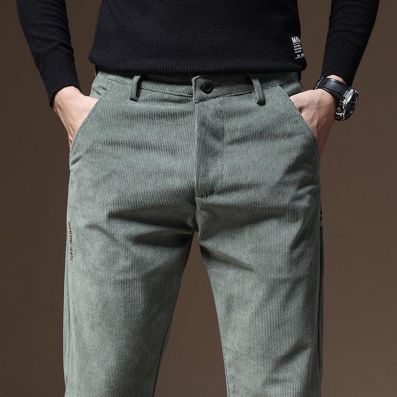 New Corduroy Casual Men's Straight Slim-fit Stretch Pants - All In The Bag 