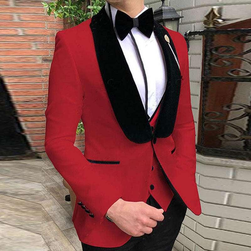 New Korean Version Of The Suit Collar Men's Suit Three-piece Set - All In The Bag 