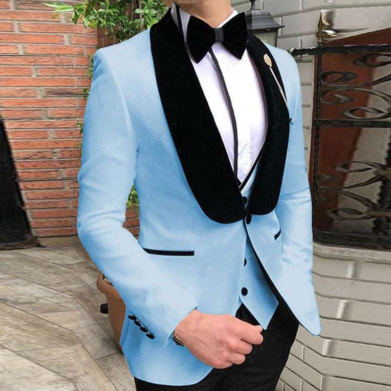 New Korean Version Of The Suit Collar Men's Suit Three-piece Set - All In The Bag 