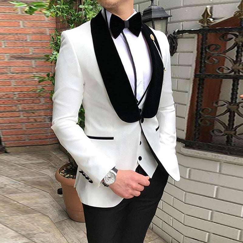 New Korean Version Of The Suit Collar Men's Suit Three-piece Set - All In The Bag 