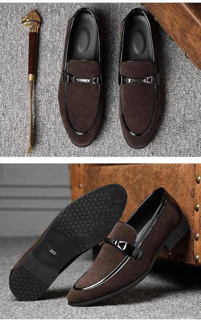 New Men's Business Formal Leisure Slip On Korean Style Black Plus Size Classic British Fashion Wedding Leather Shoes Men - All In The Bag 