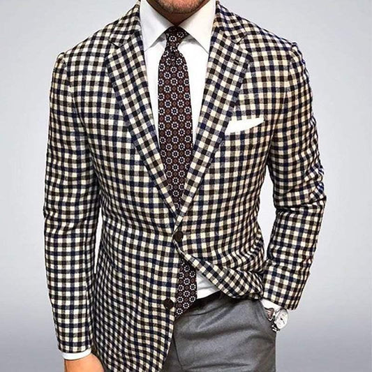 Popular Suit Jacket Plaid Casual Men's Top - All In The Bag 