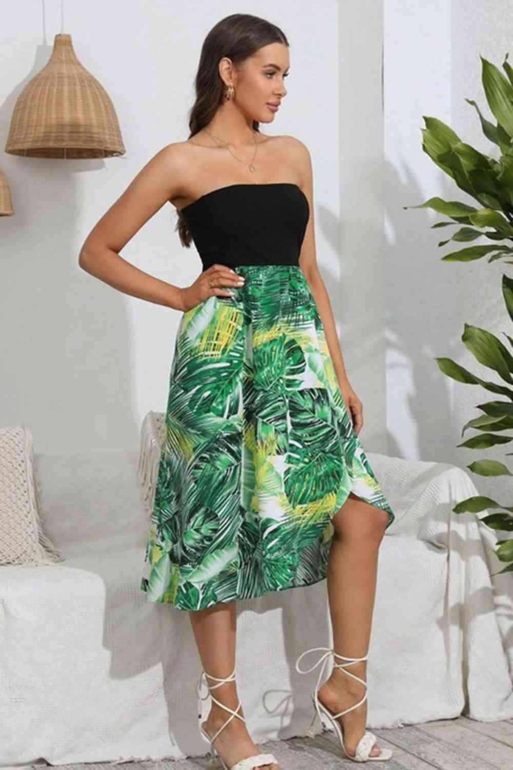 Printed Strapless Dress - All In The Bag 