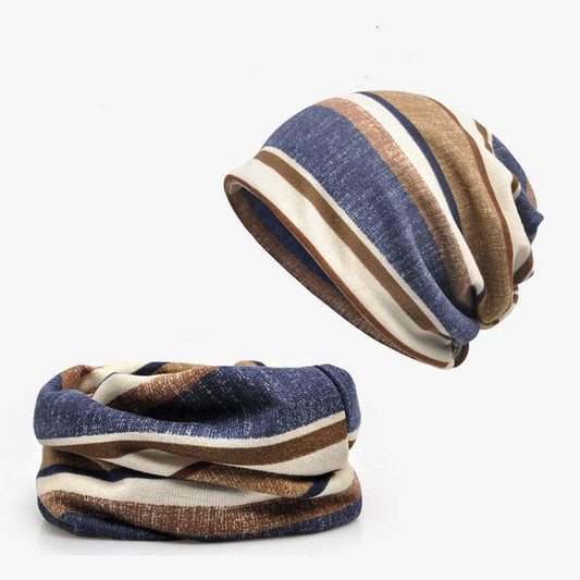 Striped Scarf Hat Men And Women All-match Pullover Hat Casual - All In The Bag 