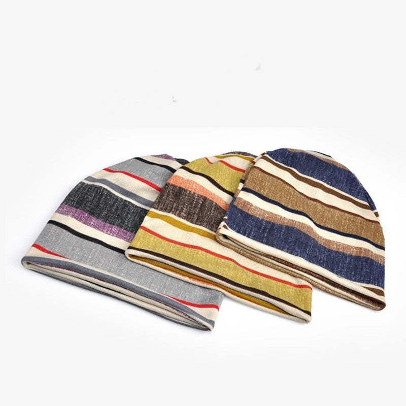 Striped Scarf Hat Men And Women All-match Pullover Hat Casual - All In The Bag 