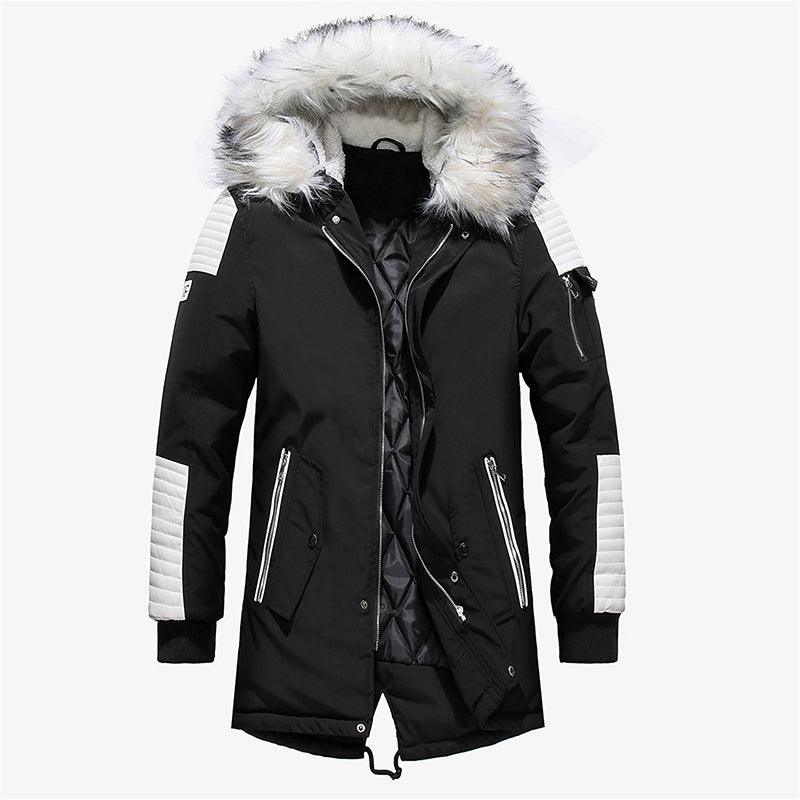 Winter Men Jacket Fur Hooded Collar Thick Warm Parka Men Coats Long Length Outwear - All In The Bag 