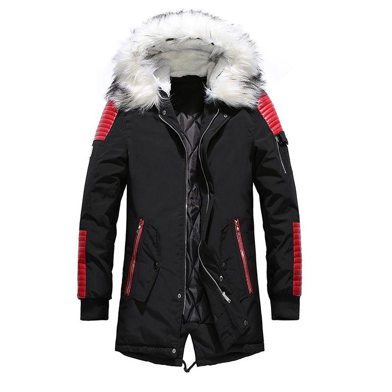 Winter Men Jacket Fur Hooded Collar Thick Warm Parka Men Coats Long Length Outwear - All In The Bag 