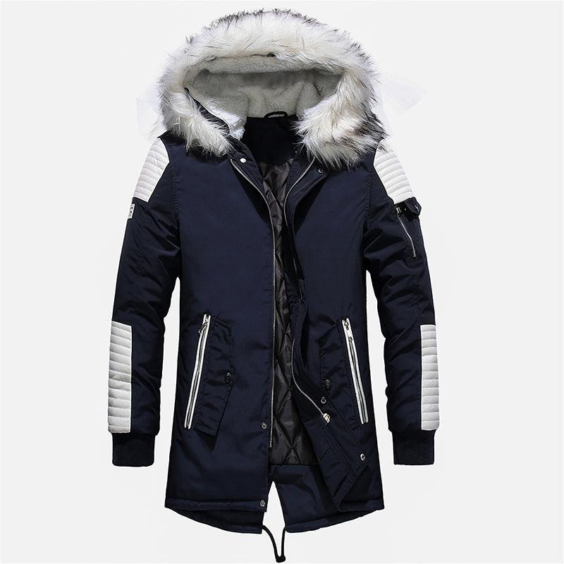 Winter Men Jacket Fur Hooded Collar Thick Warm Parka Men Coats Long Length Outwear - All In The Bag 