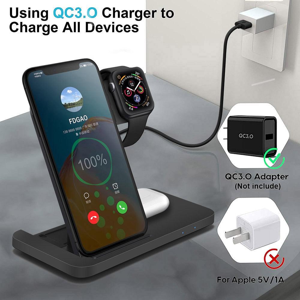 3in1 Wireless Fast Charger Dock Station - All In The Bag 