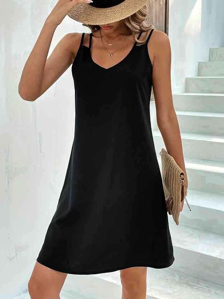 Double-Strap V-Neck Dress - All In The Bag 