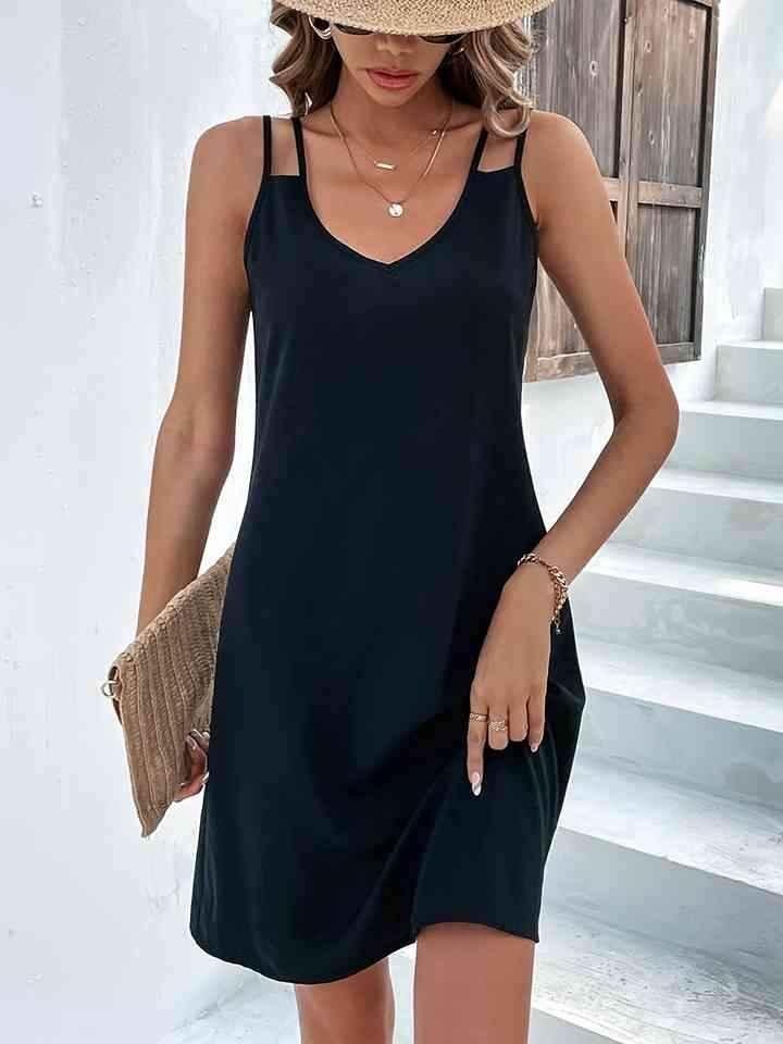 Double-Strap V-Neck Dress - All In The Bag 