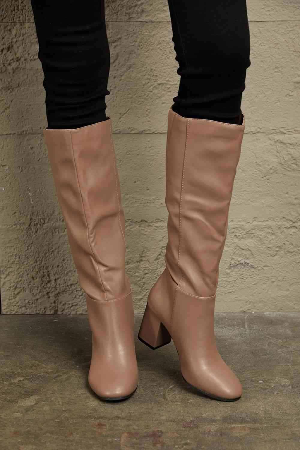 East Lion Corp Block Heel Knee High Boots - All In The Bag 