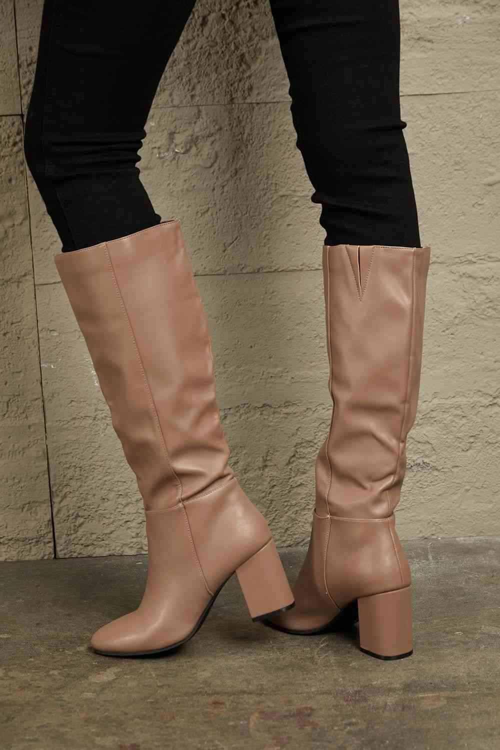 East Lion Corp Block Heel Knee High Boots - All In The Bag 