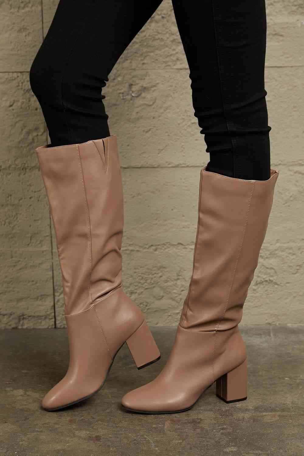 East Lion Corp Block Heel Knee High Boots - All In The Bag 