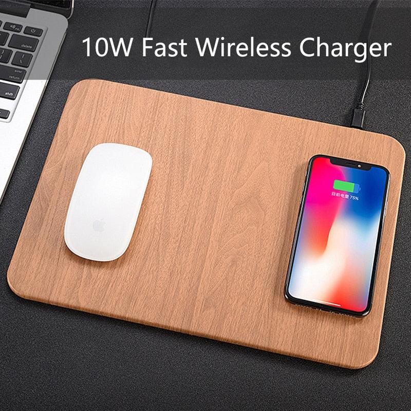 Leather Wood Wireless Charging Mouse Pad - All In The Bag 