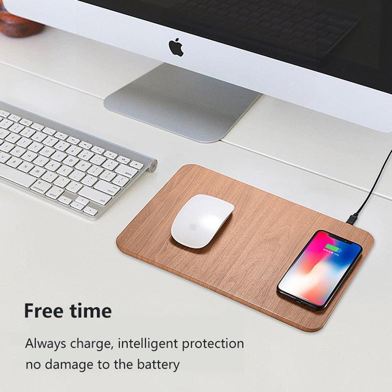 Leather Wood Wireless Charging Mouse Pad - All In The Bag 