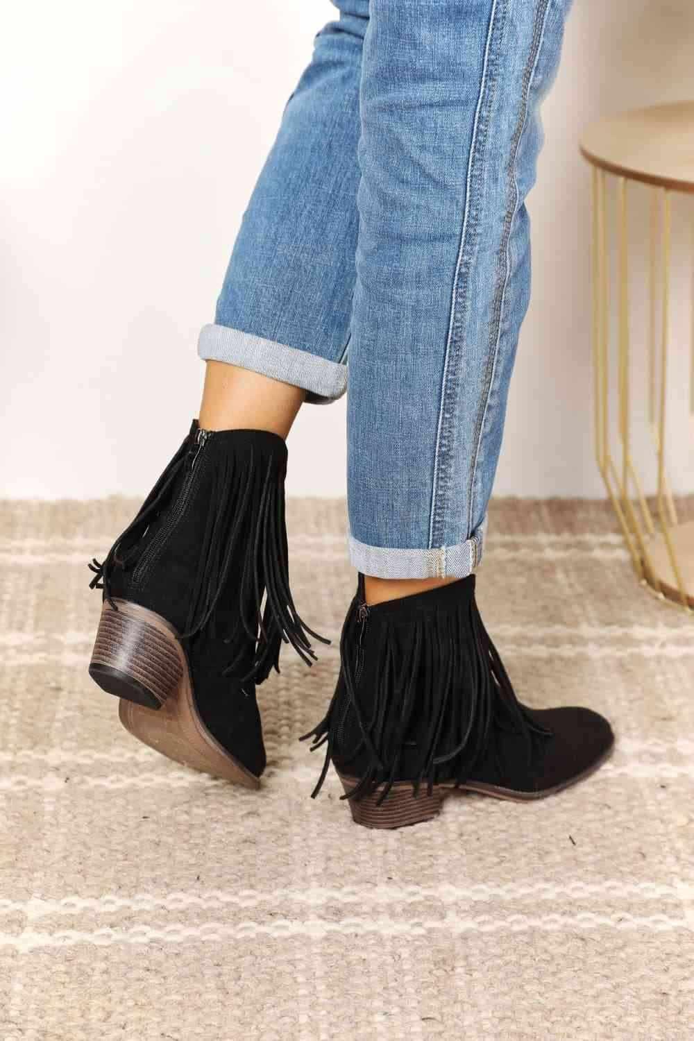 Legend Women's Fringe Cowboy Western Ankle Boots - All In The Bag 