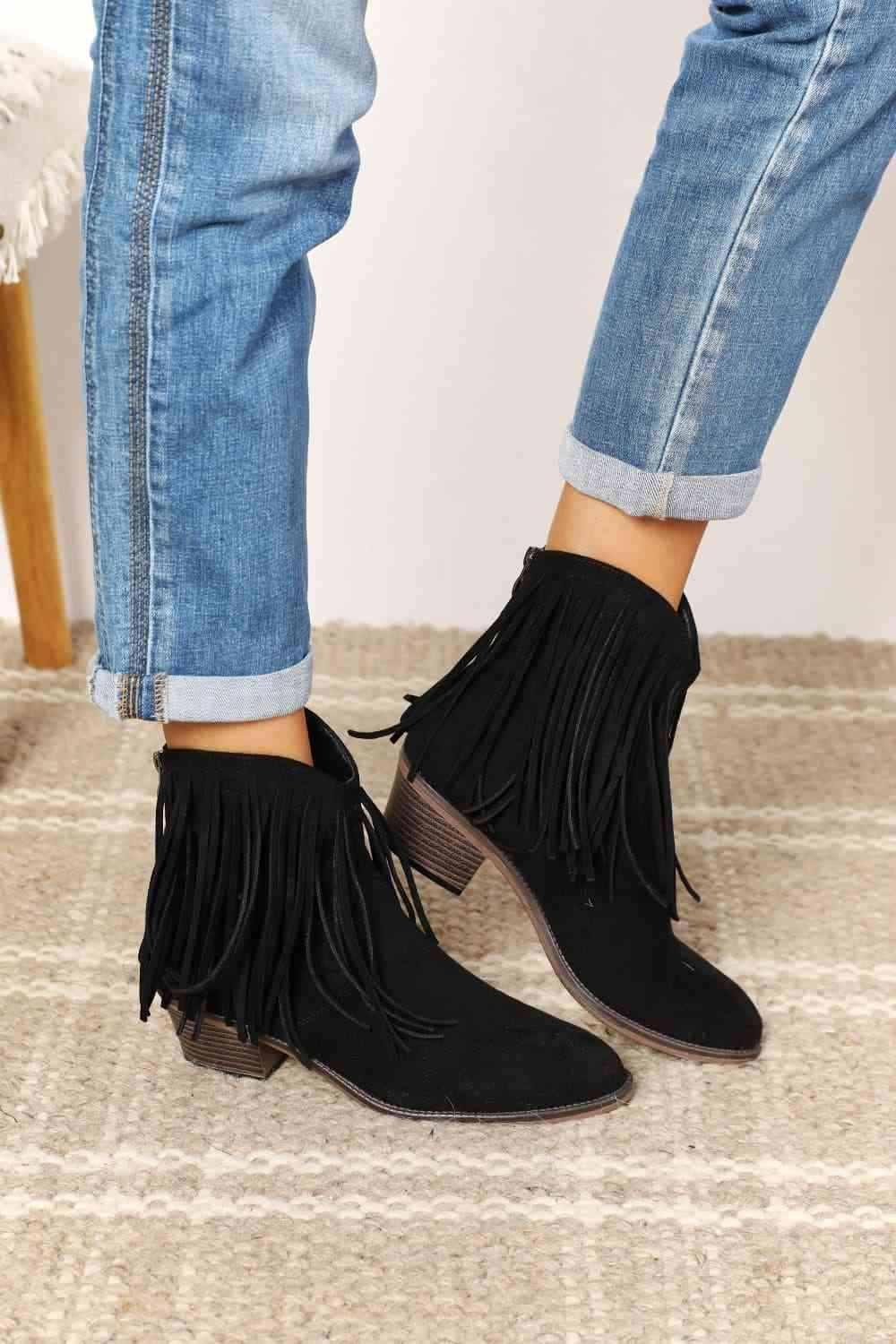 Legend Women's Fringe Cowboy Western Ankle Boots - All In The Bag 