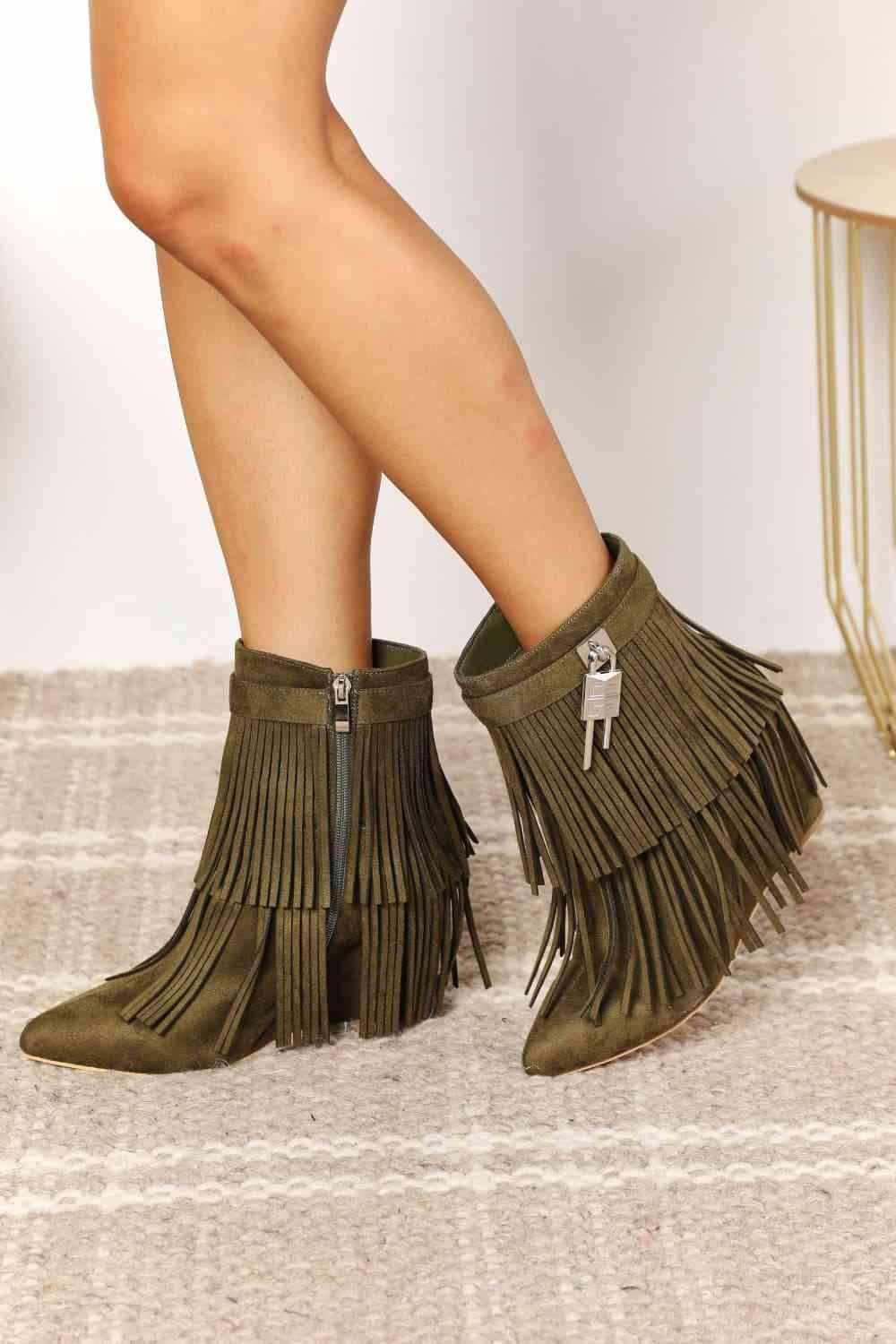 Legend Women's Tassel Wedge Heel Ankle Booties - All In The Bag 