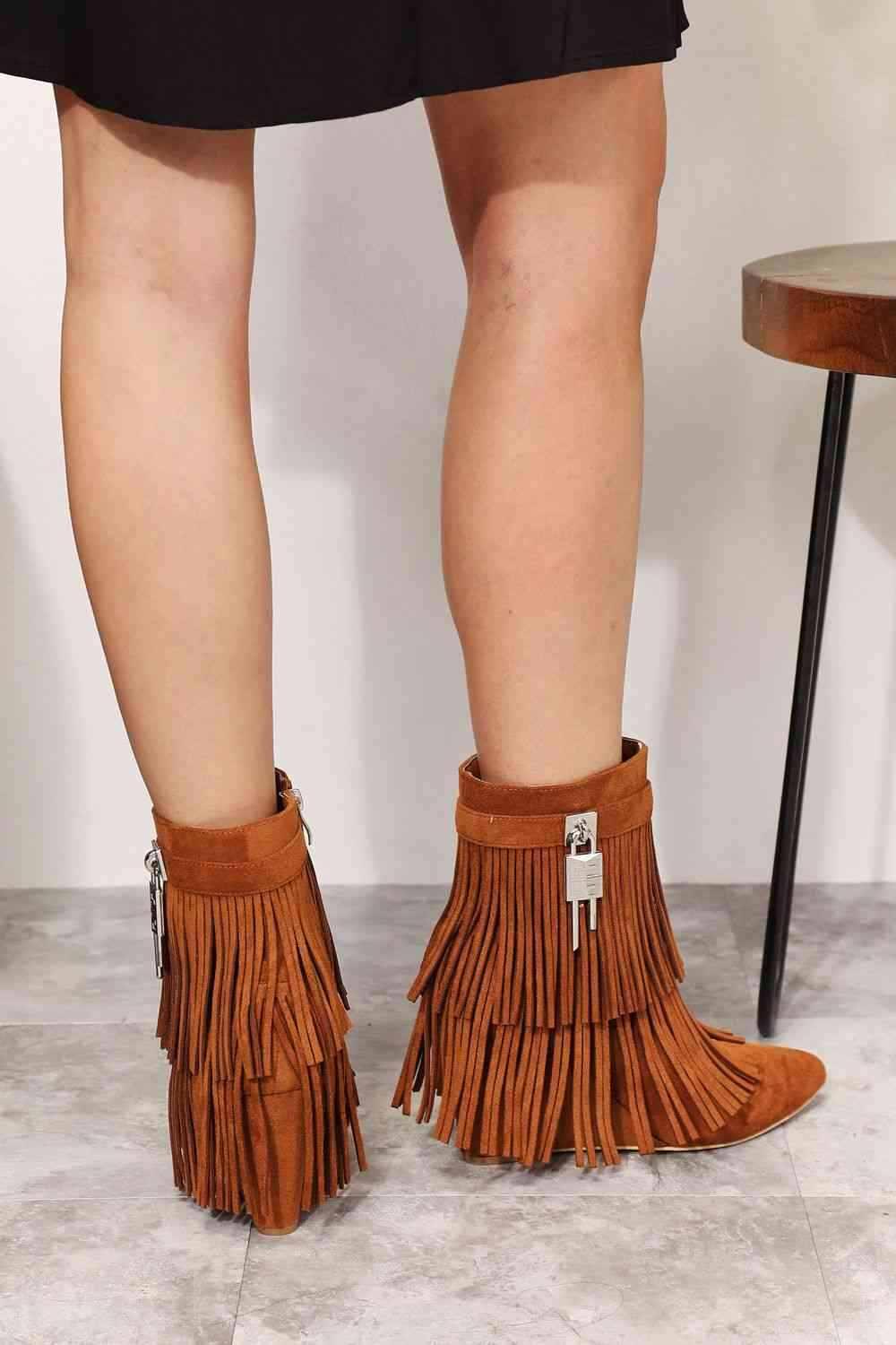 Legend Women's Tassel Wedge Heel Ankle Booties - All In The Bag 