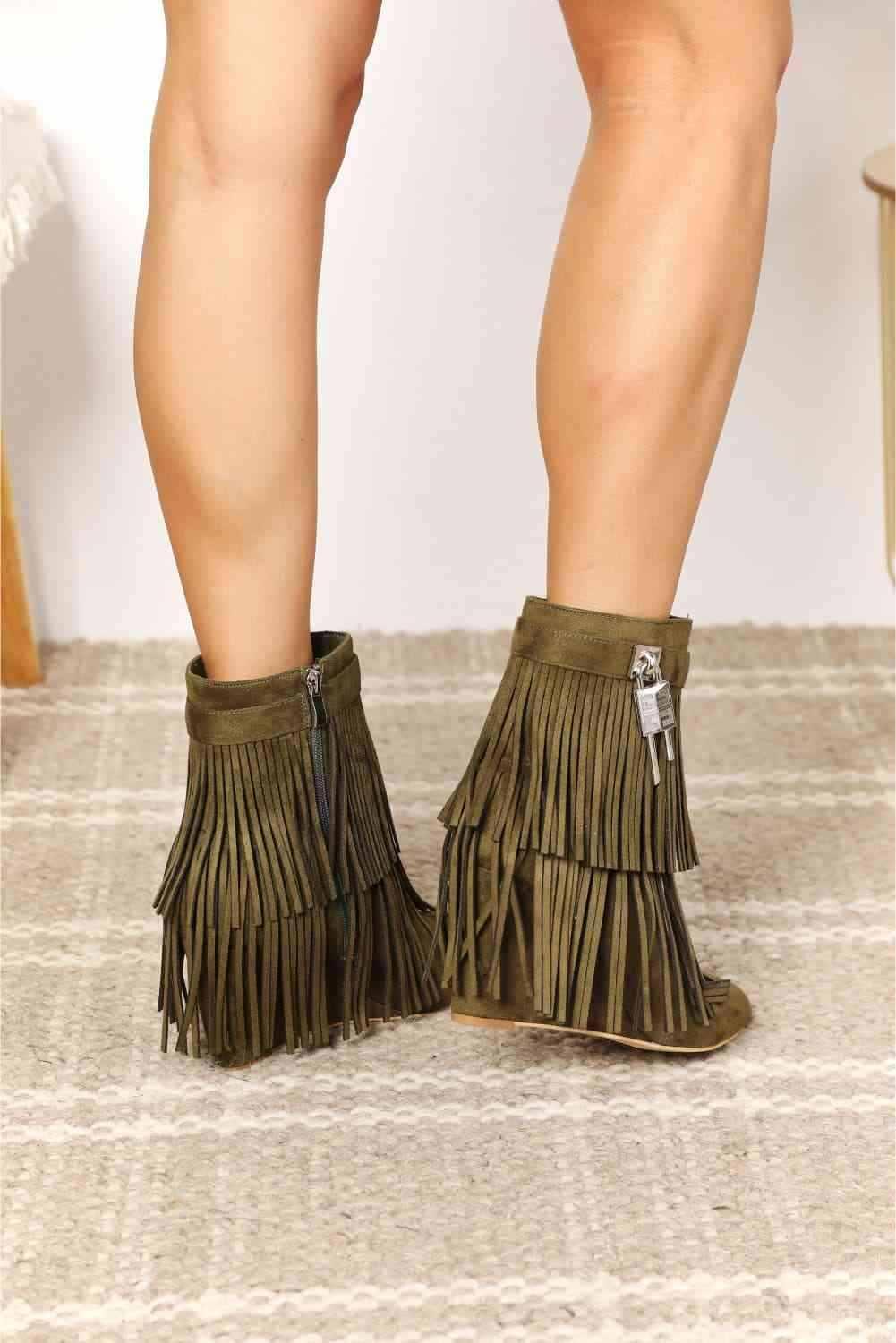 Legend Women's Tassel Wedge Heel Ankle Booties - All In The Bag 