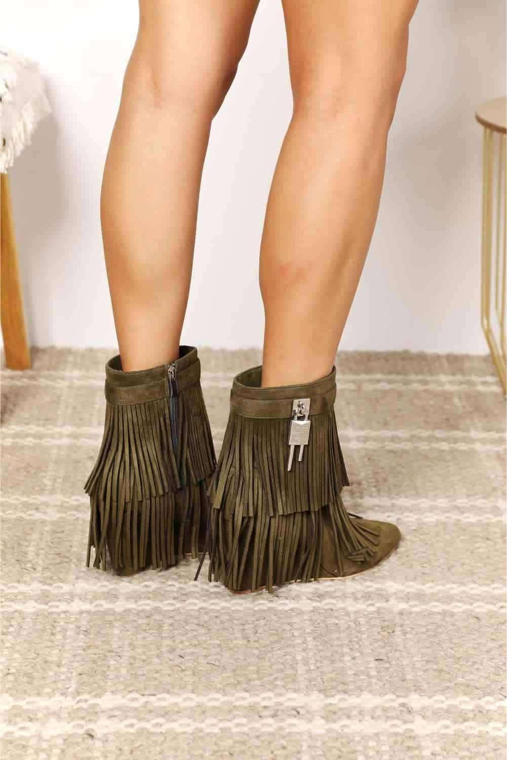 Legend Women's Tassel Wedge Heel Ankle Booties - All In The Bag 
