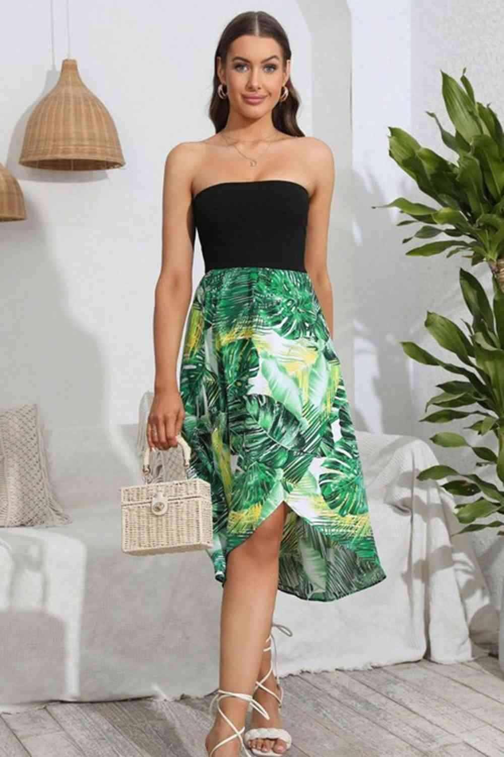 Printed Strapless Dress - All In The Bag 