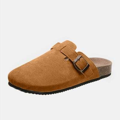 Suede Closed Toe Buckle Slide - All In The Bag 