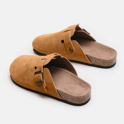 Suede Closed Toe Buckle Slide - All In The Bag 