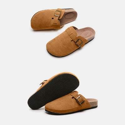 Suede Closed Toe Buckle Slide - All In The Bag 