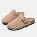 Suede Closed Toe Buckle Slide - All In The Bag 