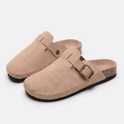 Suede Closed Toe Buckle Slide - All In The Bag 