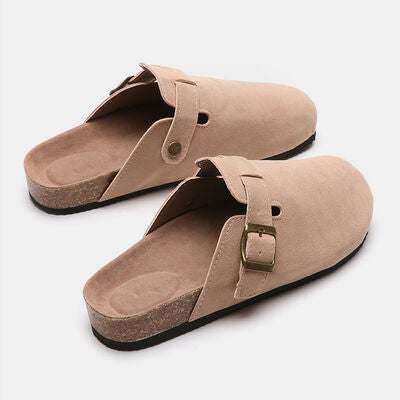 Suede Closed Toe Buckle Slide - All In The Bag 