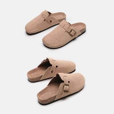 Suede Closed Toe Buckle Slide - All In The Bag 